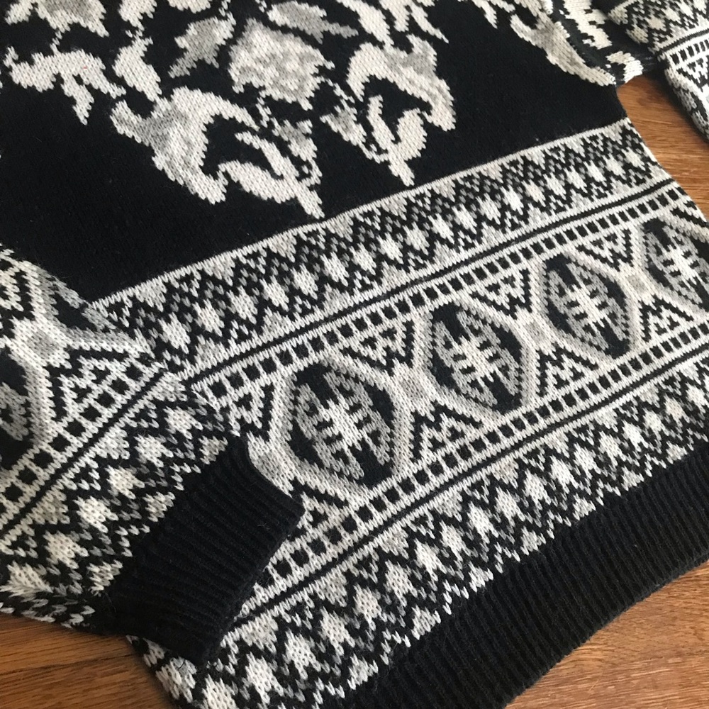 SOLD vintage 80s boxy chunky ski fair isle sweater S - Picture 2 of 4